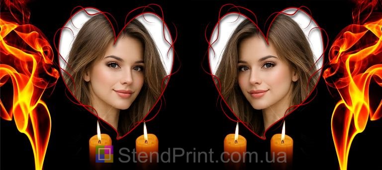 Чашка з фото для коханої з вогняним серцем оригінальний романтичний подарунок замовити