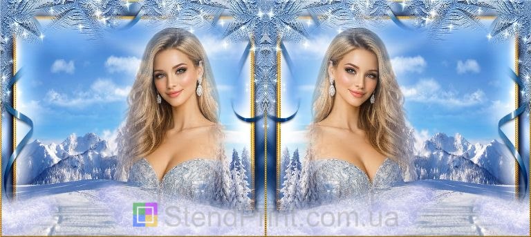 Кружка с фото зимний снежный пейзаж и морозный узор персональная печать на кружке заказать онлайн