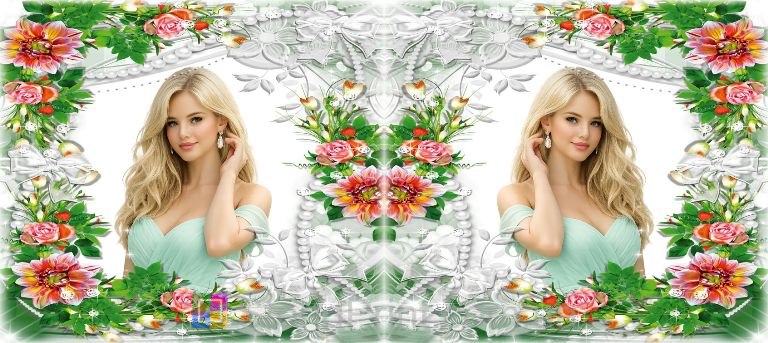 Кружка з фото перлинні нитки квітковий орнамент замовити фотодрук