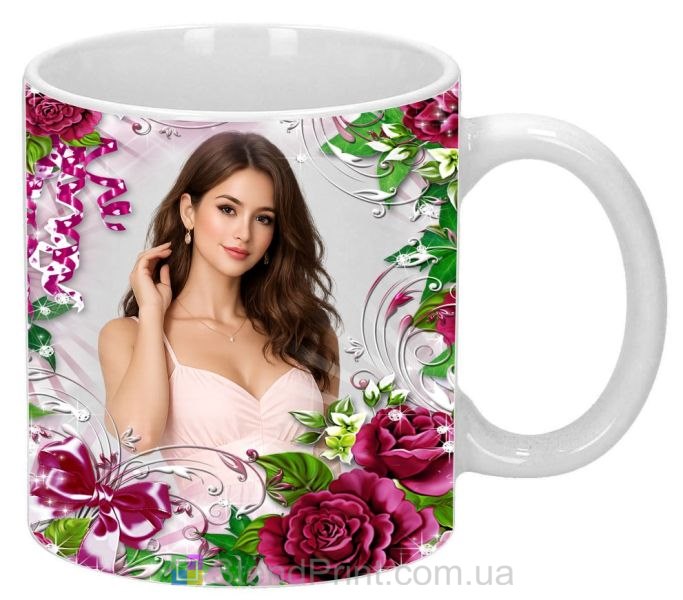 Чашка с фото багряные розы и цветы со своим фото заказать фотопечать