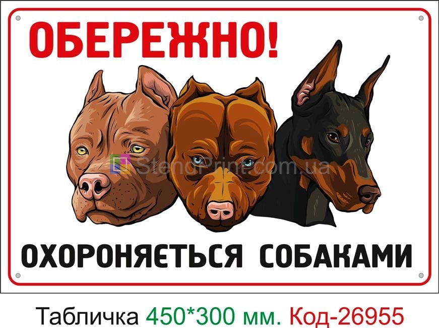 Пластиковая табличка "Осторожно, злая собака" Код-24104 Дружковка