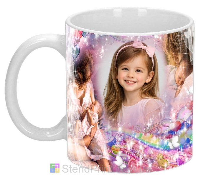 Детская чашка с фото мама и ребёнок сердечки