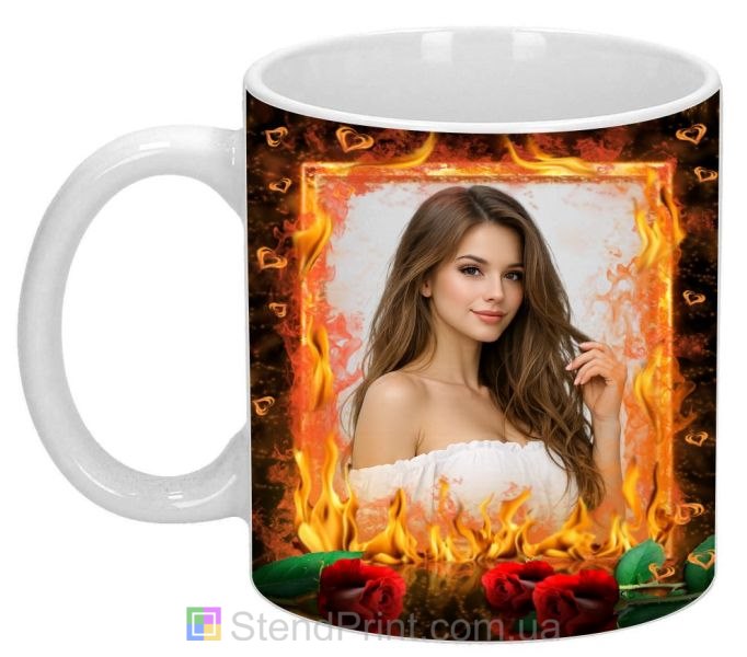 Чашка з фото з вогняним дизайном романтичний подарунок коханій замовити