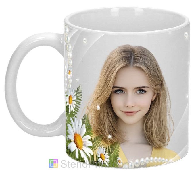 Чашка з фото ромашки та перли зі своїм фото замовити