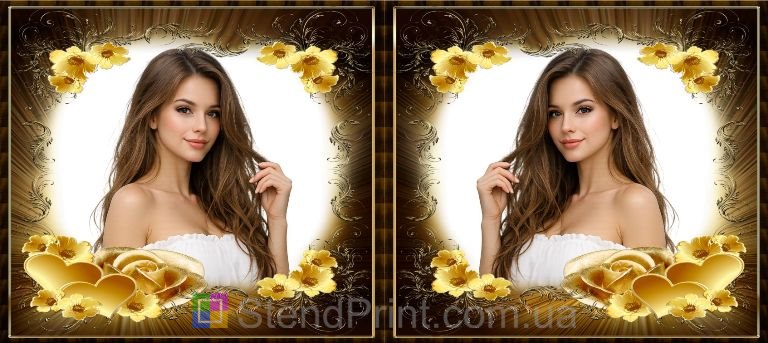 Кружка с фото для любимой в золотом дизайне с цветами и сердцем стильный подарок заказать