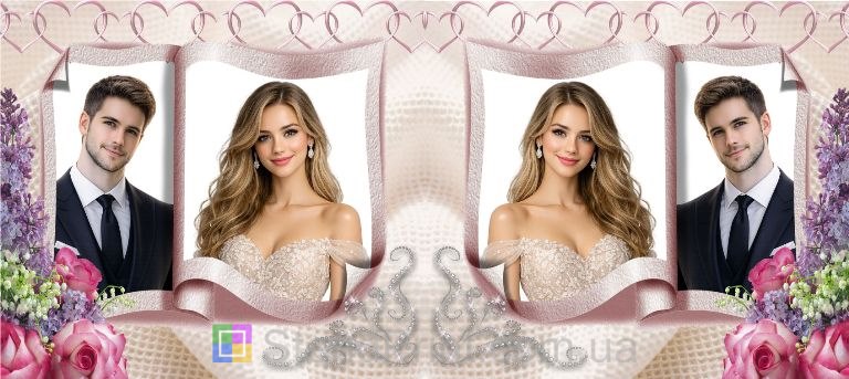 Чашка с фото свадебный коллаж с цветами и лентами нежный подарок для пары заказать