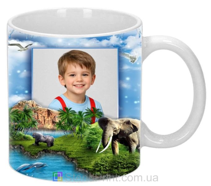 Чашка с фото остров дикая природа и животные заказать