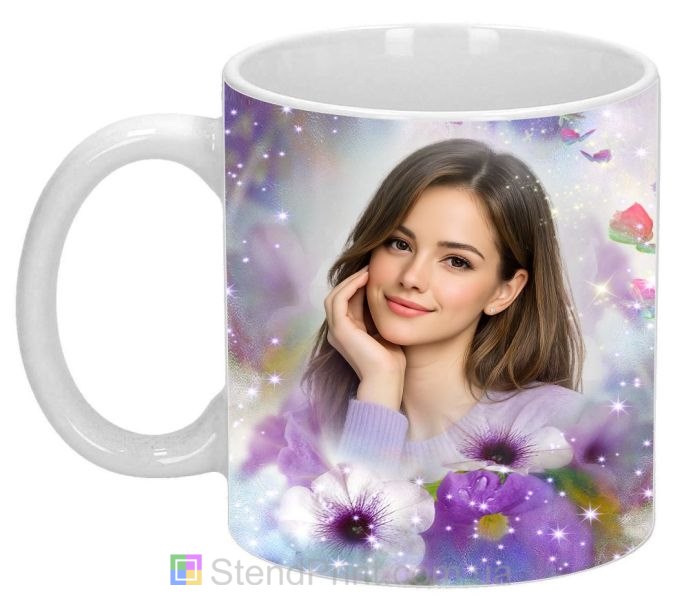 Кружка з фото квіточки та метелики зі своїм фото замовити