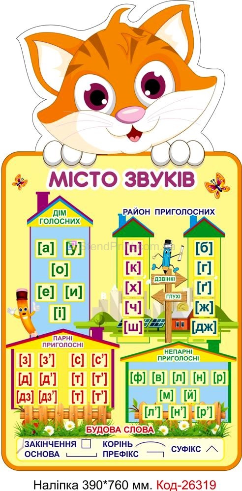 Наліпка самоклеюча наклейка для класу "Місто звуків" Код-26319