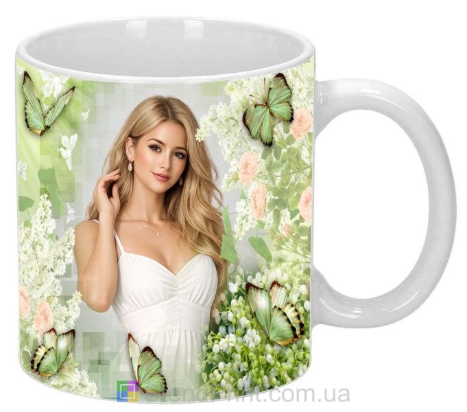 Кружка с фото весенние цветы мотыльки заказать