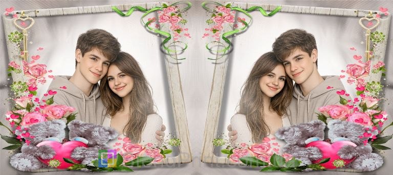 Кружка с фото мишки розы ключ любви романтический подарок заказать