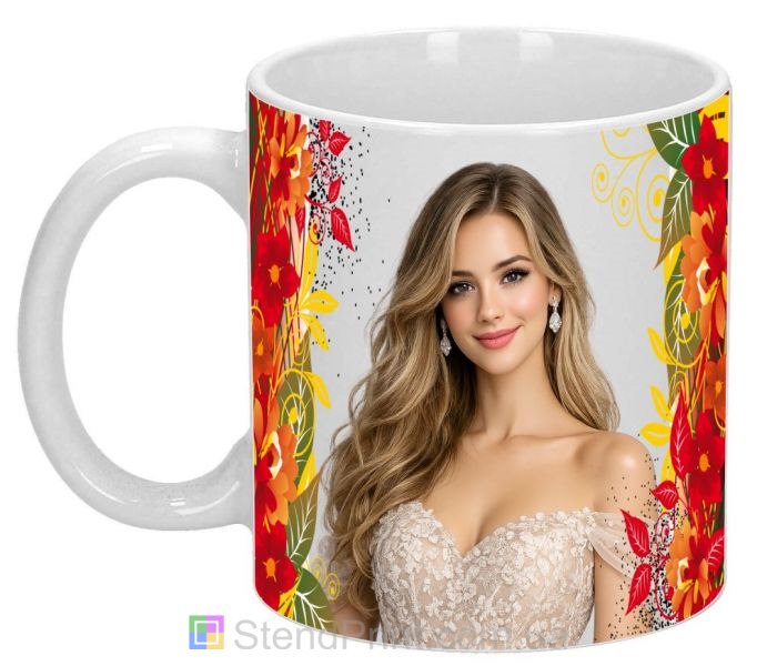 Чашка з фото для дівчини з яскравими квітами красивий подарунок замовити