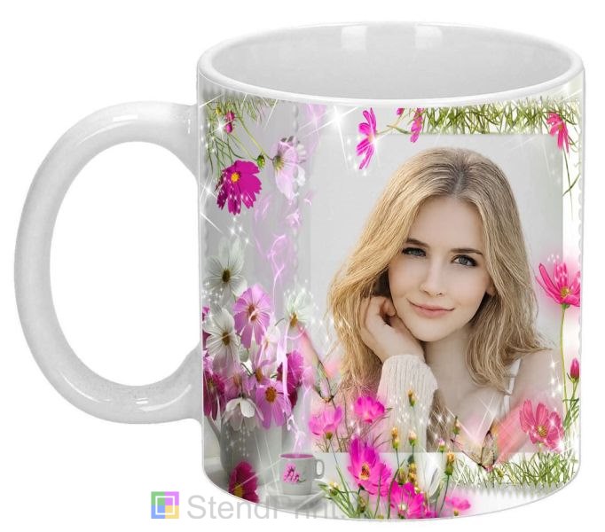 Чашка с фото с полевыми цветами и чаем уютный персональный подарок