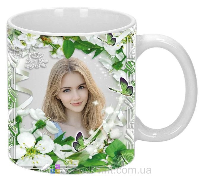 Чашка з фото квітуча вишня метелики весна замовити