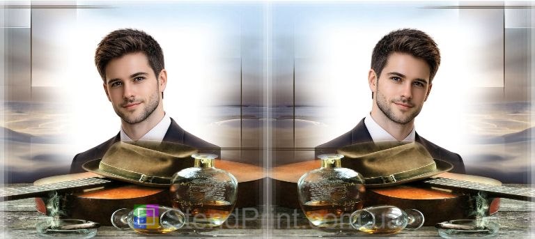 Кружка з фото на подарунок чоловіку з гітарою та капелюхом