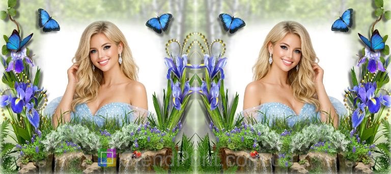 Чашка колаж із фото на тлі природи та квітів, персональний друк на чашці