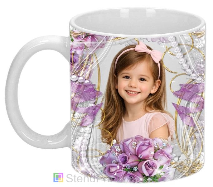 Кружка з фото троянди золото перли декоративний дизайн замовити
