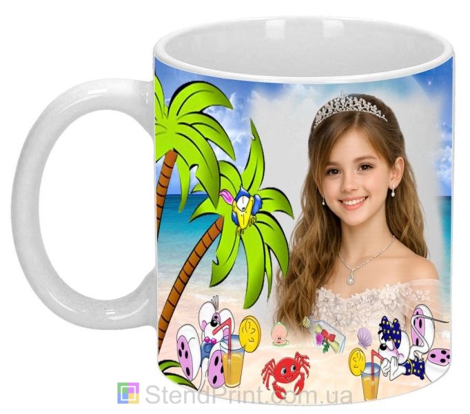 Чашка с фото для девочки летняя кружка с пальмами заказать