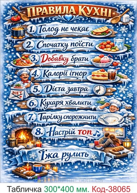 Табличка правила кухни зимний декор купить