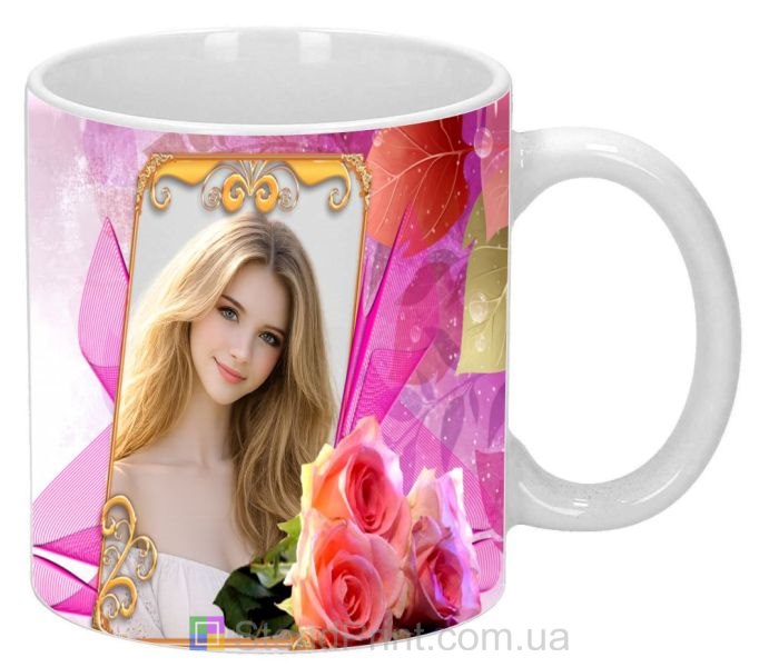 Кружка з фото для дівчини ніжний подарунок кружка з трояндами замовити