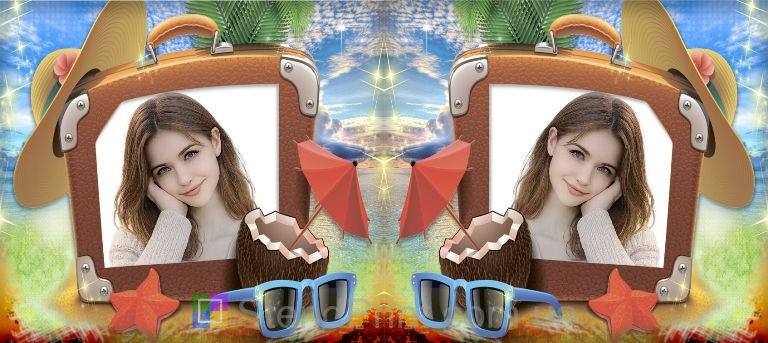 Чашка с фото путешествие чемодан морской фон заказать