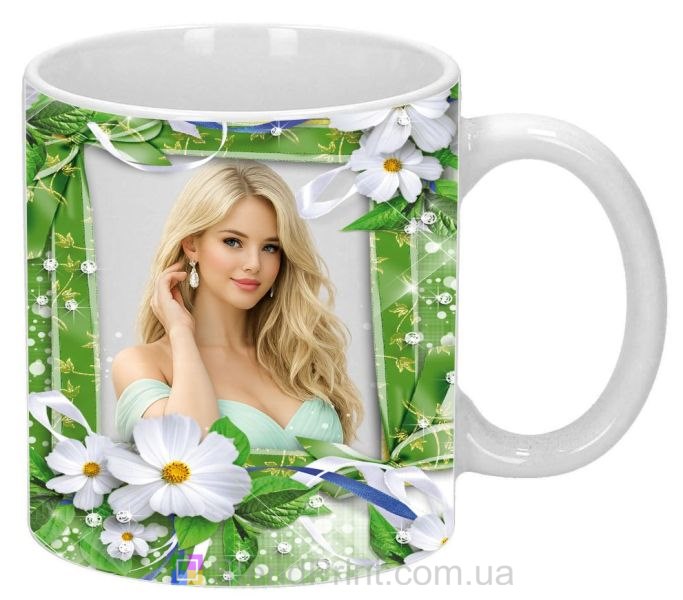 Кружка з фото лугові квіти та зелень зі своїм фото замовити