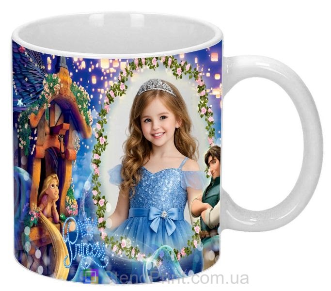 Детская чашка с фото цветочная фоторамка для принцессы
