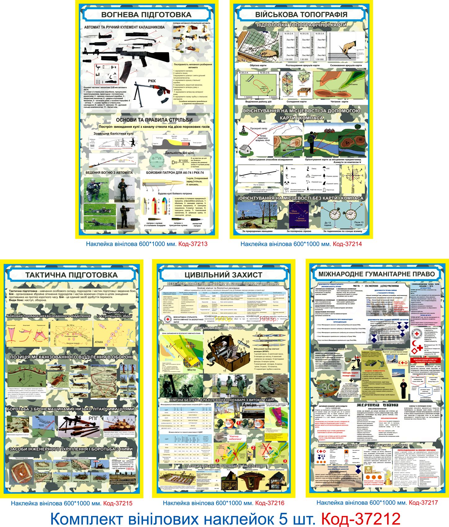 Комплект вінілових наклейок для кабінету військової підготовки