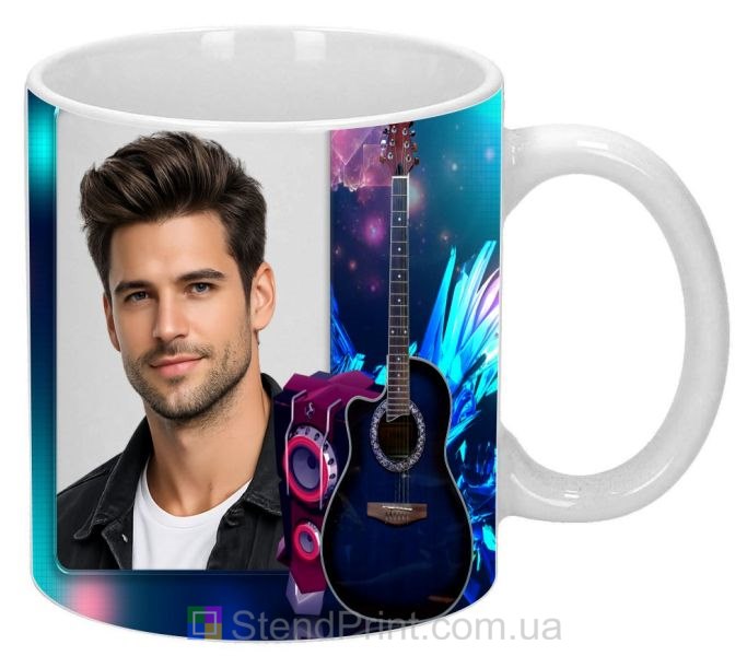 Чашка з фото для чоловіка — музичний подарунок із гітарою, замовити