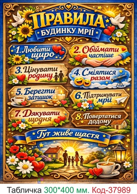 Табличка правила будинку мрії купити декор на стіну