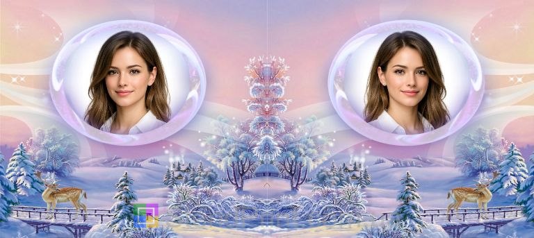 Чашка с фото зимний подарок девушке фоточашка с оленем и снегом