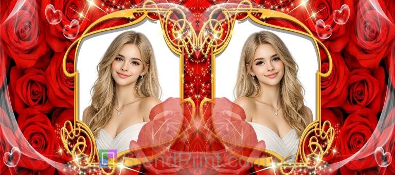 Кружка с фото для любимой с красными розами романтический подарок девушке заказать