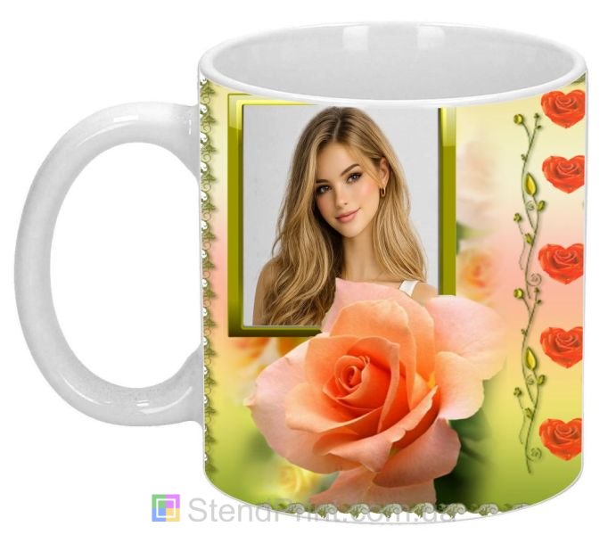 Кружка з фото для дівчини з трояндою красивий подарунок замовити