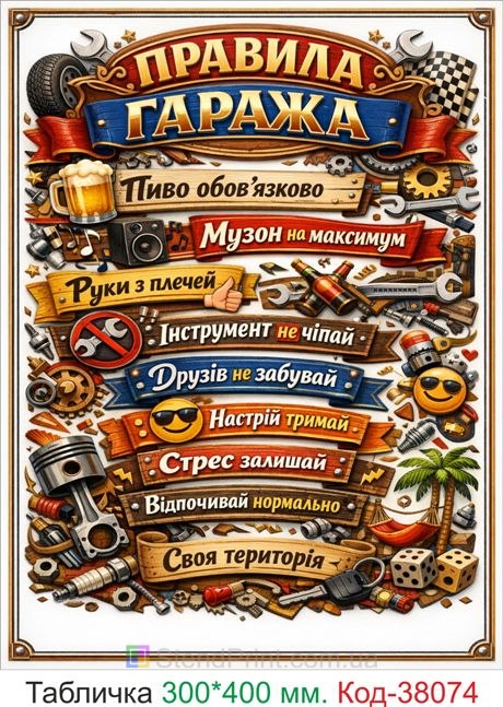 Табличка правила гаража прикольная купить декор