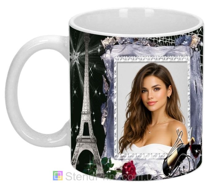 Чашка с фото с Эйфелевой башней романтический парижский дизайн подарок любимой заказать
