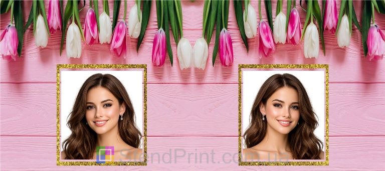 Кружка з фото з тюльпанами для коханої ніжний подарунок дівчині