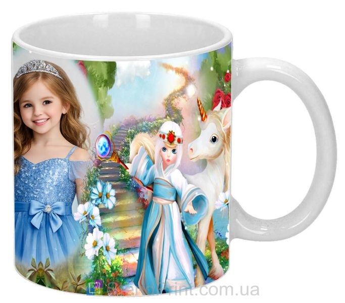 Дитяча кружка з фото чарівниця та єдиноріг