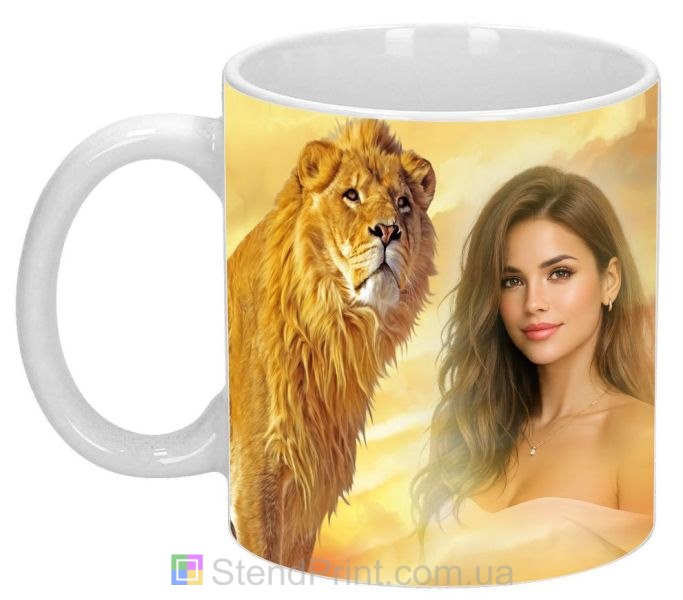 Чашка з фото лев захід сонця небо цар звірів замовити