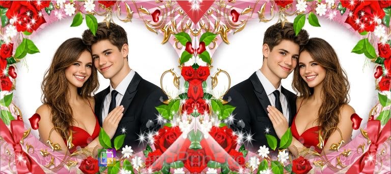 Чашка с фото для пары с розами романтический подарок влюблённым заказать