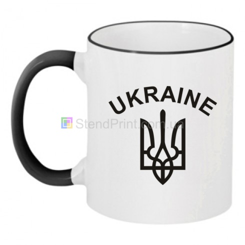 Чашка двоколірна з Гербом України і написом