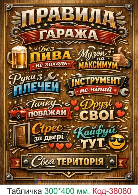 Табличка правила гаража купить прикольный декор в гараж