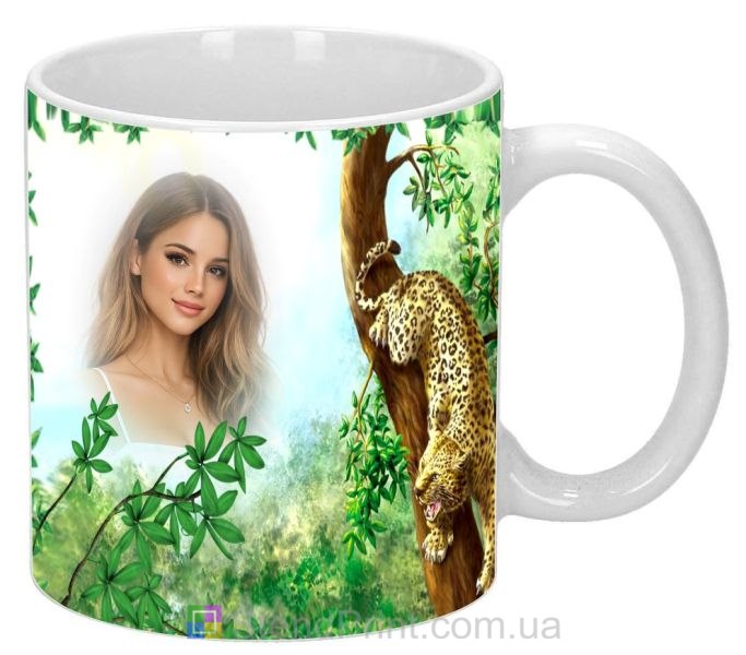 Чашка с фото леопард экзотическая природа заказать
