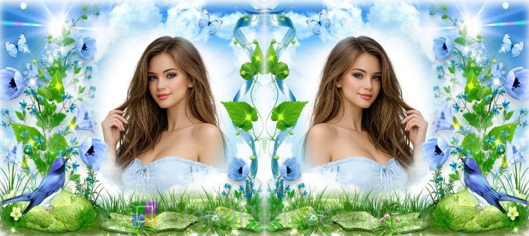 Чашка с фото для девушки нежный цветочный дизайн с птицей заказать