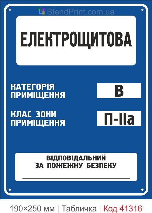 Табличка электрощитовая категория В класс зоны П-IIа купить