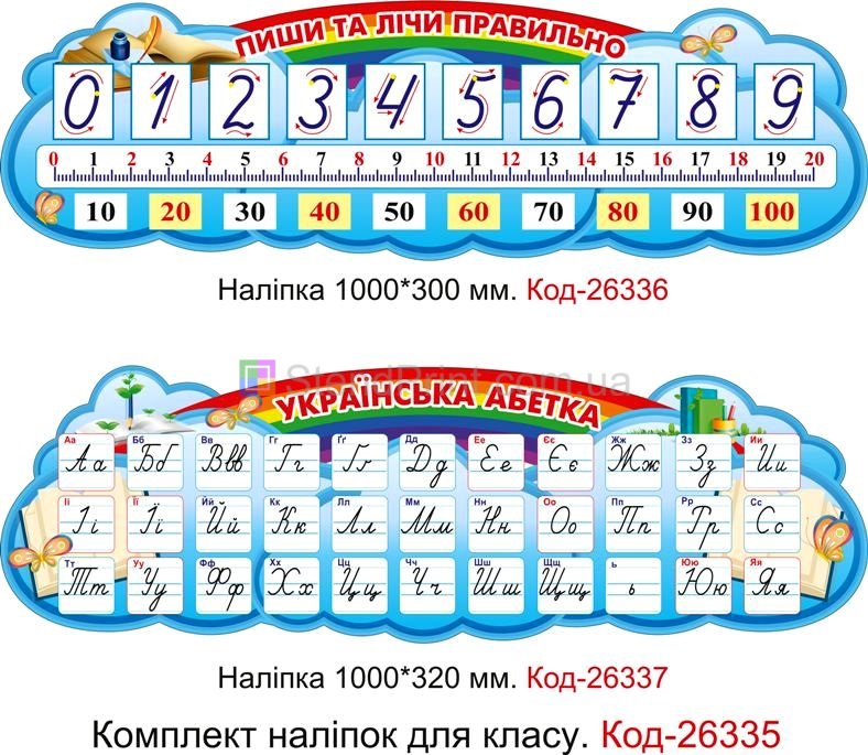 Комплект наліпок самоклеючих наклейок для початкового класу нуш Код-26335