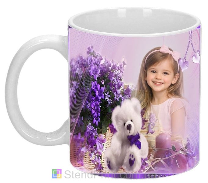 Кружка з фото квіти та ведмедик зі своїм фото замовити на подарунок