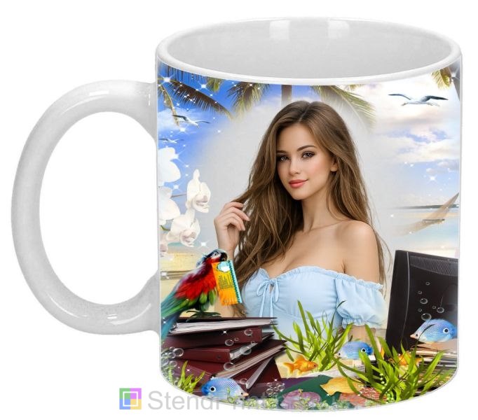 Кружка з фото море, офіс, нагадування про відпочинок — замовити