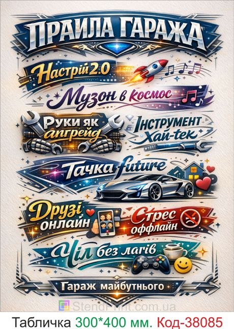Табличка правила гаража купить футуристический декор гараж