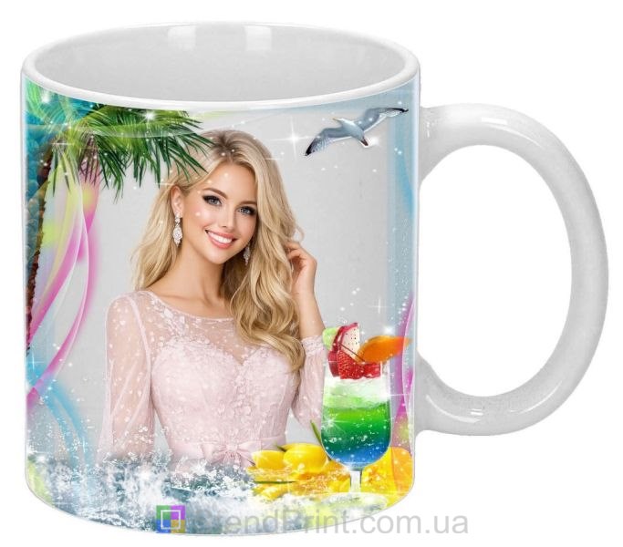 Чашка з фото пальми, коктейль, морська хвиля — замовити