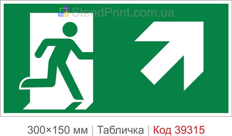 Табличка вихід праворуч вгору ISO 7010 E002 купити